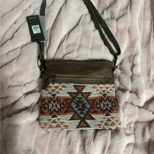 Mayra Brown and Orange Patterned Crossbody Bag